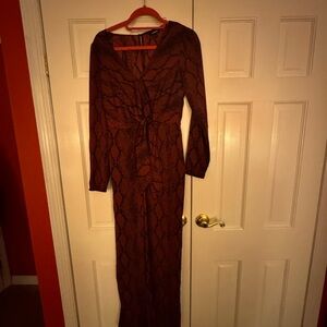 Express red/black Snake Print Jumpsuit